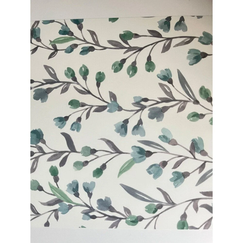 Flower Placemats Vinyl Wipe Clean Green Blue Made in the USA Set of 4